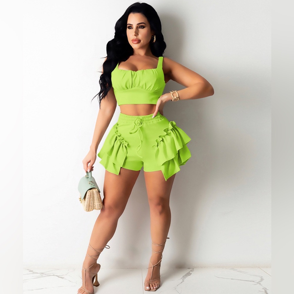 Neon Ruffle Beach Shorts